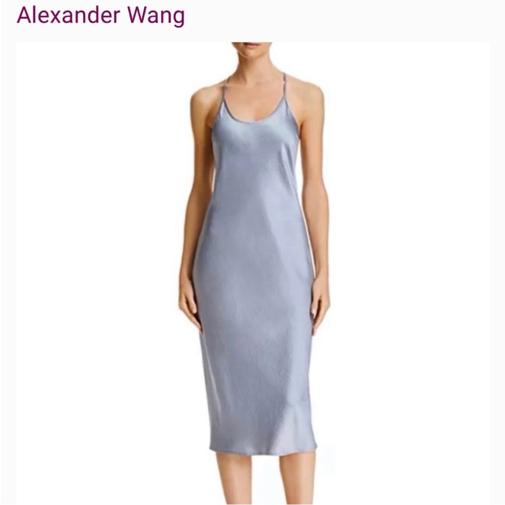 T by Alexander Wang Satin Midi Dress in Sky